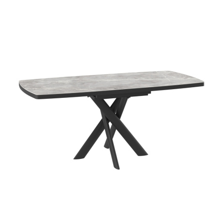 Стол LEONEL-130, раздвижной 130(165)х85, STONE GREY GLOSS ST CER/ЧЕРНЫЙ LEONEL 130